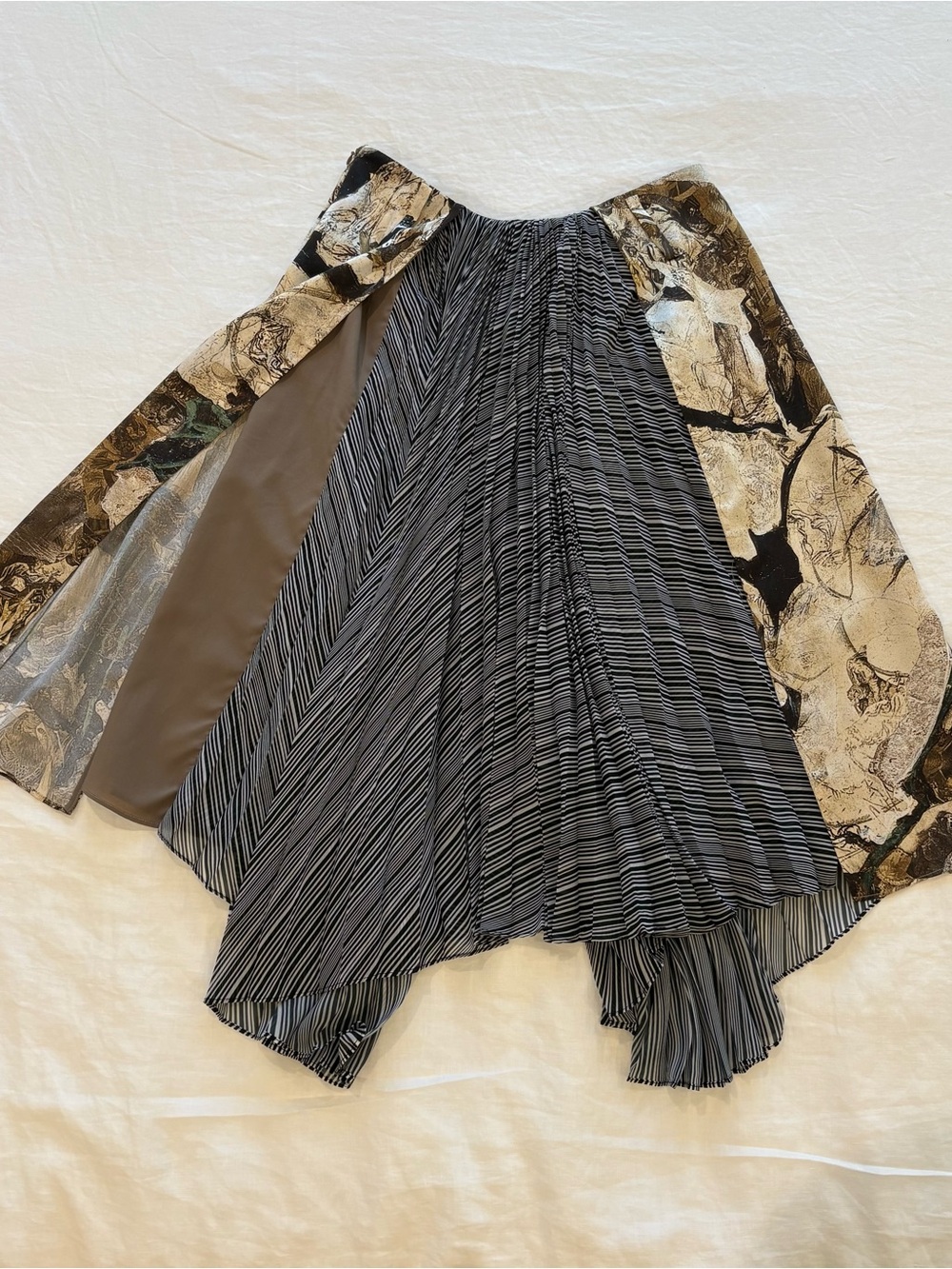 Hanley Mellon Silk Mixed-Print Asymmetrical Maxi Skirt